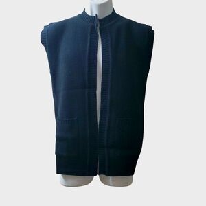 Vintage Unisex Millay Black Knit Acrylic Short sleeve Open Front Cardigan